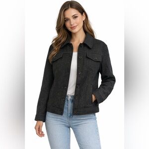 Lands' End Women's Charcoal Wool Blend Jean Style Jacket